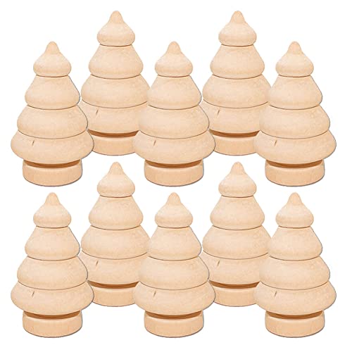10 Pcs Unfinished Wood Peg Dolls Wooden Doll Bodies Blank Wooden Craft Figures Christmas Decorations for Painting Graffiti Drawing Christmas Tree GSHLLO