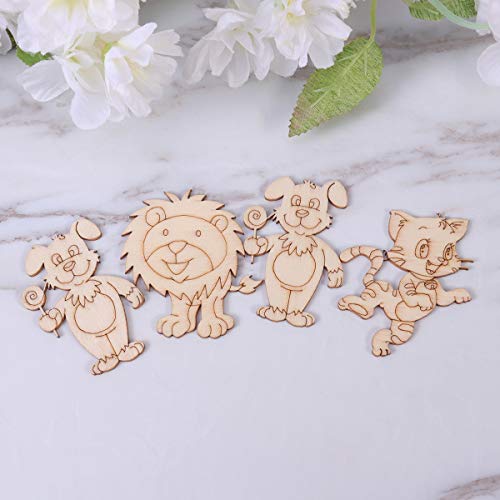 10 Pcs Wood Slices for Crafts, Christmas Decorations Lion Wooden Ornaments for Crafts Unfinished Predrilled Embellishments with Natural Twine for PartyKindom