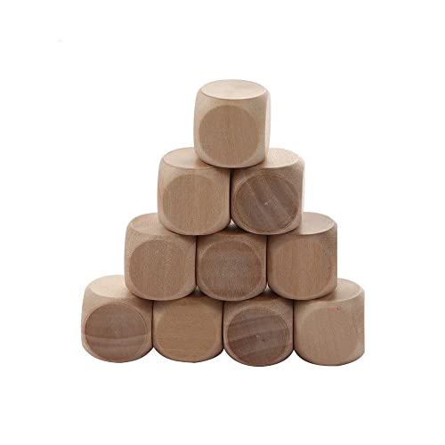 10 Pcs Wooden Dice, 6 Sided Blank Dice Round Corner Cube Dice DIY Graffiti Dice Crafts Toy Dice Board Game Party Supplies(1.8cm) Generic