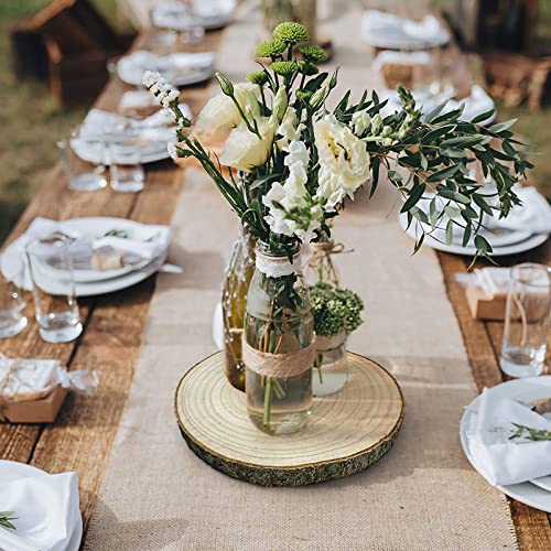 10 Pieces 8-9 Inch Wood Slices with Table Number Holders and Cards, Wood Slice Table Decor Perfect for Wedding, Party, Housewarming, Christmas and Wanwanzi