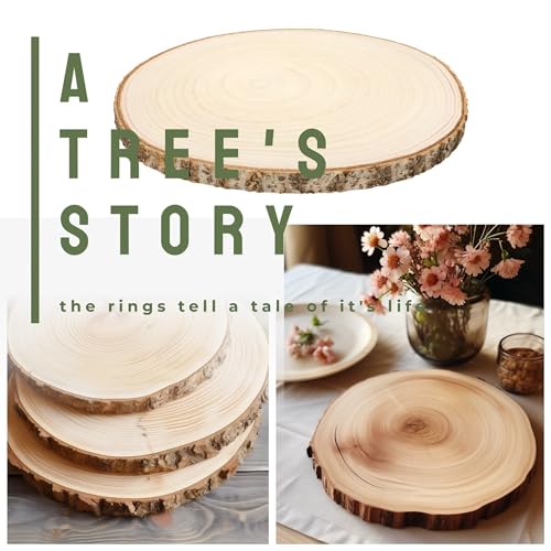 10 Pieces 8-9 Inch Wood Slices with Table Number Holders and Cards, Wood Slice Table Decor Perfect for Wedding, Party, Housewarming, Christmas and Wanwanzi
