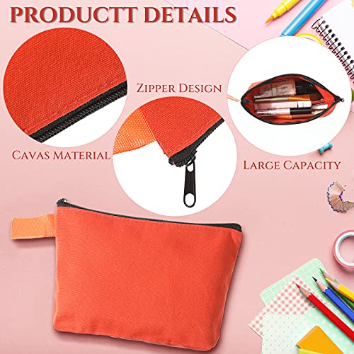 10 Pieces Canvas Makeup Bags Bulk Travel Cosmetic Bags Plain Makeup Pouch Multi-Purpose Blank Travel Toiletry Bag DIY Craft Bags with Zipper for Saintrygo
