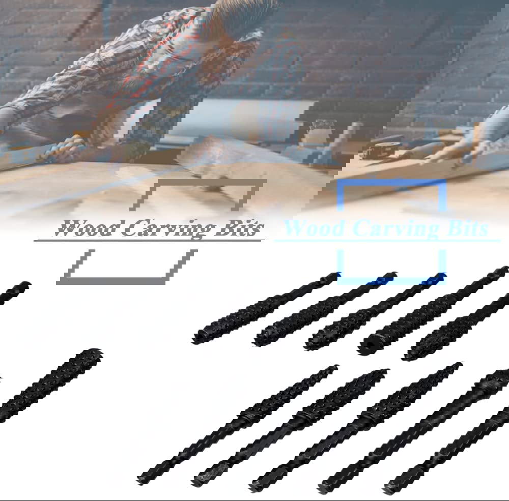 10 Pieces Rotary Burr Rasp Set, 1/4 Inch Hex Shank Quick Change Wood Carving Drill Bits Carbon Steel File Rasp DIY Woodworking Tool for Wood Plastic WoodArtSupply