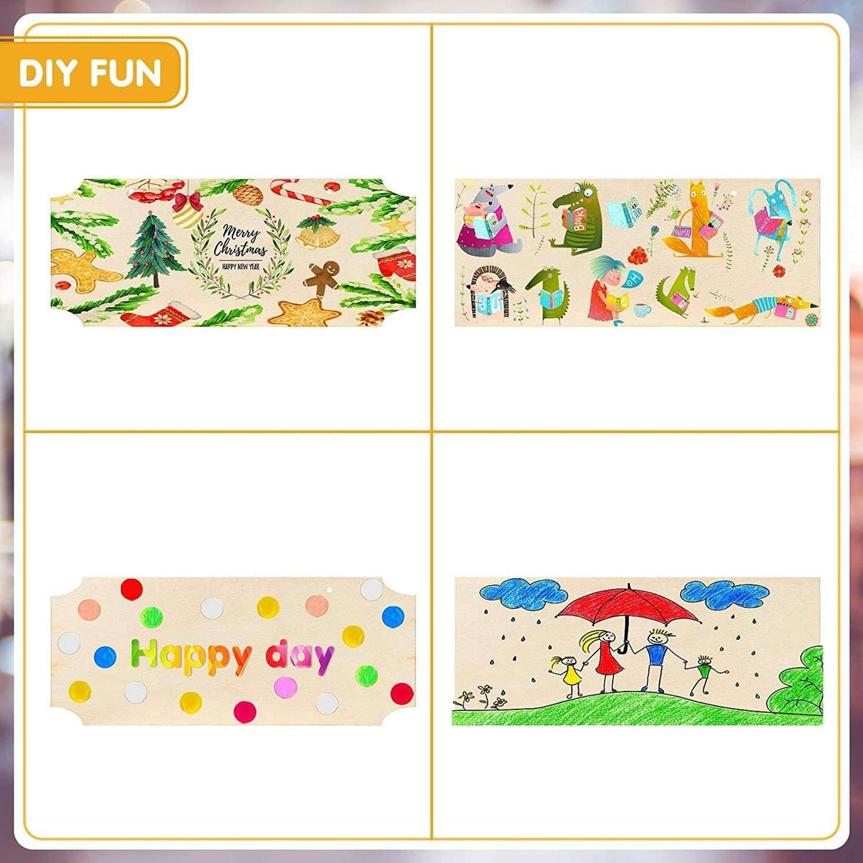 10 Pieces Unfinished Hanging Wood Sign Rectangle Blank Wooden Plaque Blank Hanging Slices Banners with Ropes (Beige) WoodArtSupply