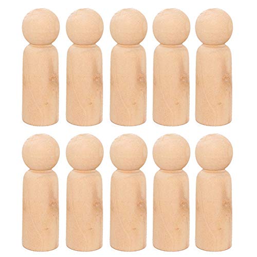 10 Pieces Wooden Peg Dolls Unfinished Wooden Doll Bodies Unfinished Wooden Figures Unfinished Wood Baby Peg Doll Wood Boy Peg Doll for DIY Crafts lasenersm