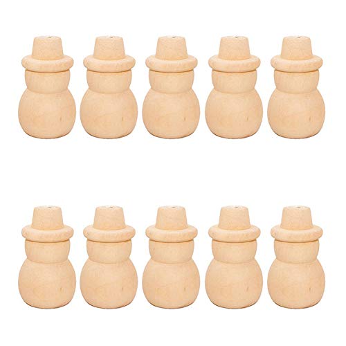 10 Pieces Wooden Peg Dolls Unfinished Wooden Doll Bodies Unfinished Wooden Figures Unfinished Wood Baby Peg Doll Wood Snowman Peg Doll for DIY Crafts lasenersm