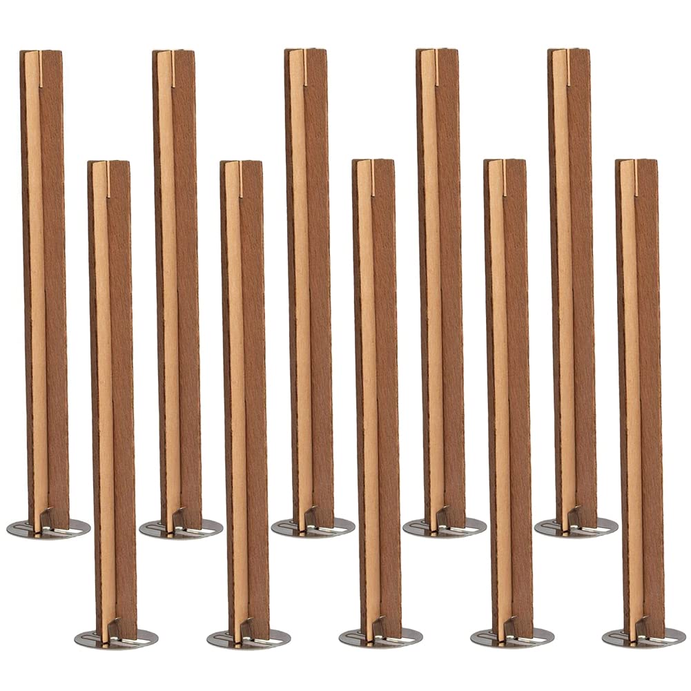 10 Sets Wooden Wicks Candle Wicks Wooden Candle Wicks Cross-Shaped Candle Wooden Wicks Iron Stand Candle Cores with Base Holder for DIY Candle Making lasenersm