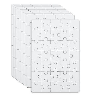 10 Sheet of Blank Puzzles to Drawn Write On, 3.9x5.9in, 35 Pieces a Sheet, All White Jigsaw DIY Puzzle Kit Paintable Puzzle Writable Puzzle Heat