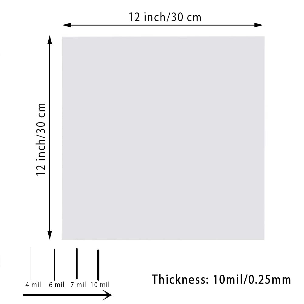 10 Sheets 10 mil Mylar Sheet, 12 x 12 inch Milky Translucent Plastic Blank Stencils, Reusable Stencil Template Material, Make Your Own Stencil for EGOSKY