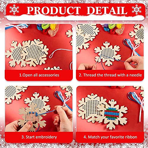 10 pcs Christmas Wooden Cross Stitch Kits Cross Stitch Wood Ornaments Christmas Hanging Decors Craft Christmas Decorations for Christmas Tree NT-ling
