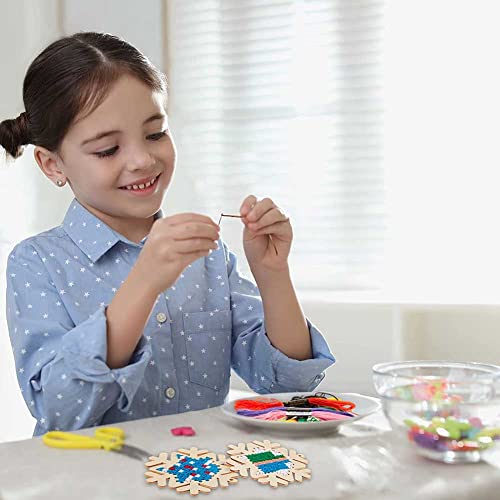 10 pcs Christmas Wooden Cross Stitch Kits Cross Stitch Wood Ornaments Christmas Hanging Decors Craft Christmas Decorations for Christmas Tree NT-ling