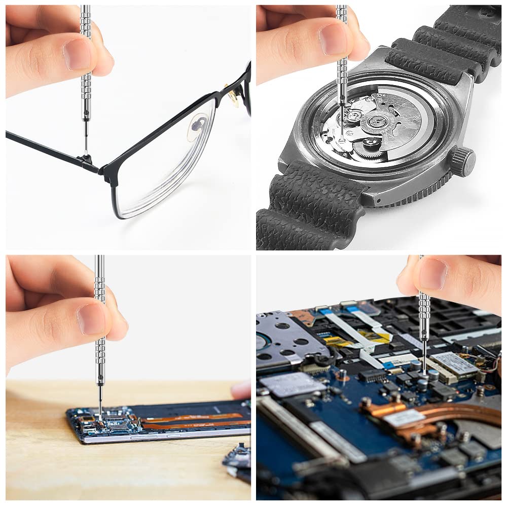 10 pcs Precision Slotted And Phillips Screwdriver Set Different Sizes With 20 Extra Replace Blades Watchmakers Tools for Watch,Jewelry,Eyeglass Singcci