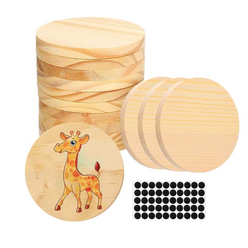 10 pcs Unfinished Wood Coasters Wooden Bar Coaster 4" Wood Slices for Crafts & Wedding Decoration, Blank Coasters Wood Kit for DIY Architectural Phinicco