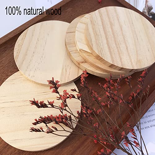 10 pcs Unfinished Wood Coasters Wooden Bar Coaster 4" Wood Slices for Crafts & Wedding Decoration, Blank Coasters Wood Kit for DIY Architectural Phinicco