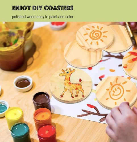 10 pcs Unfinished Wood Coasters Wooden Bar Coaster 4" Wood Slices for Crafts & Wedding Decoration, Blank Coasters Wood Kit for DIY Architectural Phinicco