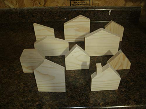 10 wooden house shapes, wooden house, unfinished block house, wood house, unfinished wooden house WoodArtSupply