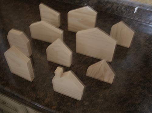 10 wooden house shapes, wooden house, unfinished block house, wood house, unfinished wooden house WoodArtSupply
