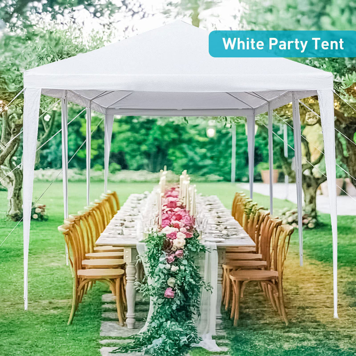 10'x30' Outdoor Party Tent, Large Tents for Parties, Wedding, Graduation and Birthday, White Event Tents with 8 Sidewalls & 2 Zipper Doors, Outside Gazebo Tent for Garden and Backyard ANTSKU