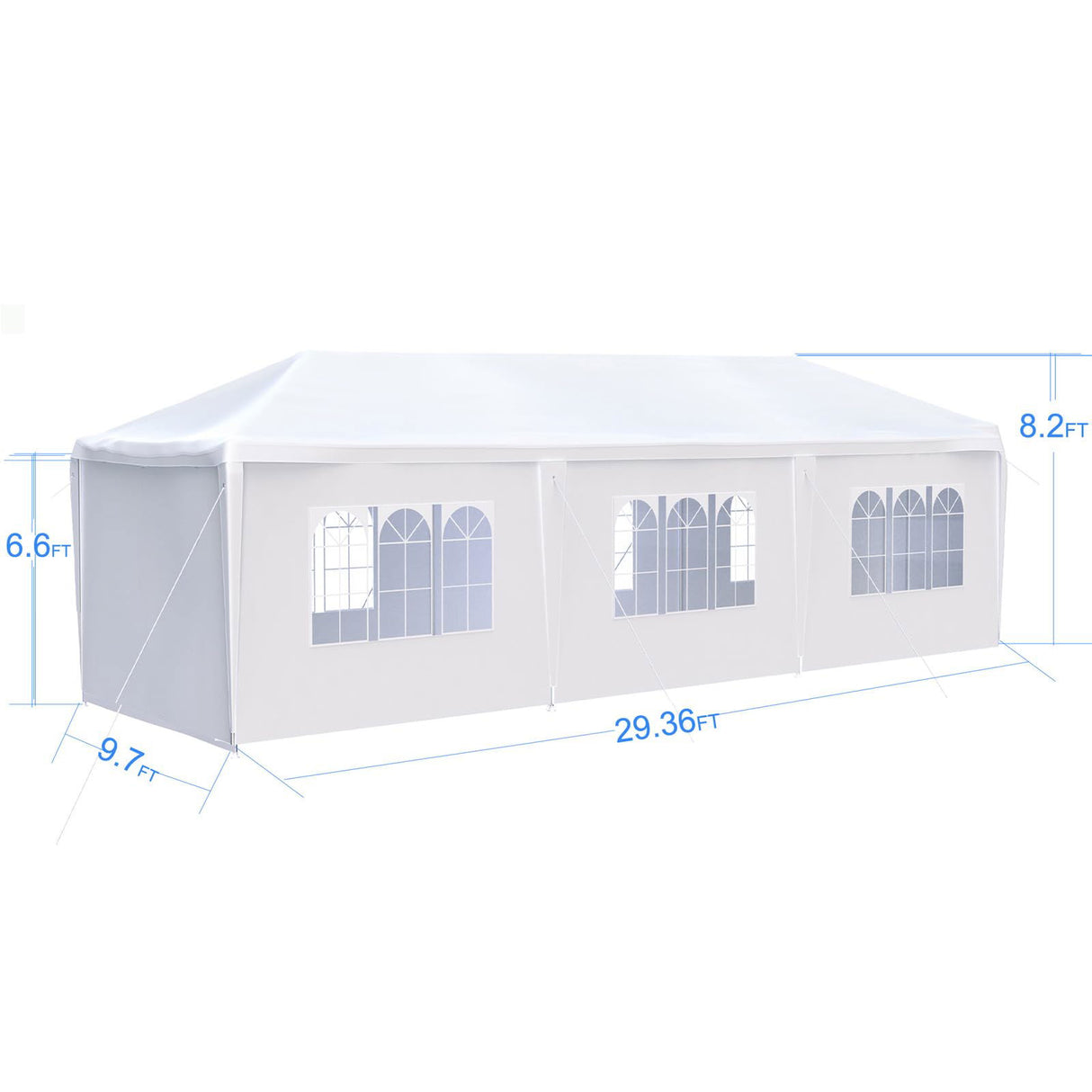 10'x30' Outdoor Tents for Parties, Canopy Tent with 8 Removable Sidewalls, Heavy Duty Tent with 2 Zippered Windows for Wedding, Backyard Party, White Hayiodda
