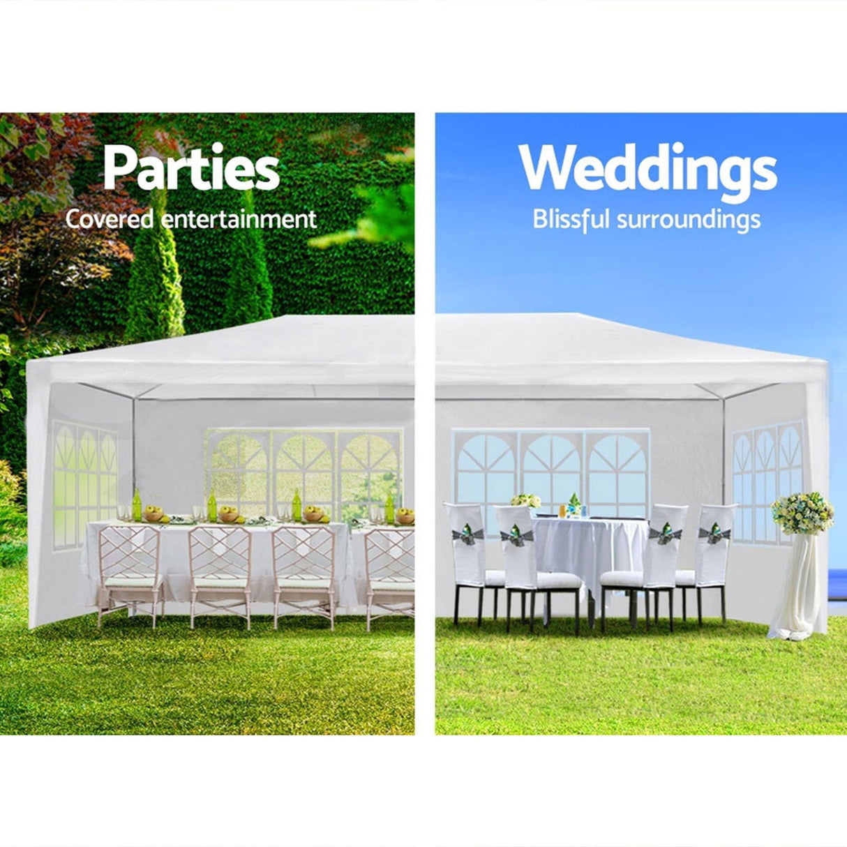 10'x30' Outdoor Tents for Parties, Canopy Tent with 8 Removable Sidewalls, Heavy Duty Tent with 2 Zippered Windows for Wedding, Backyard Party, White Hayiodda