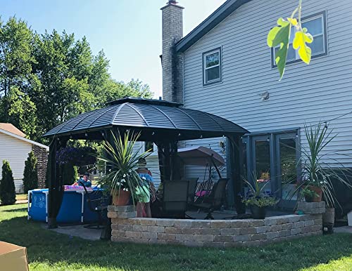10' x 12' Hardtop Gazebo Outdoor Aluminum Gazebo Arc Grill for Patios Deck Backyard,Galvanized Steel Double Roof,Curtain&Netting by domi outdoor living… domi outdoor living