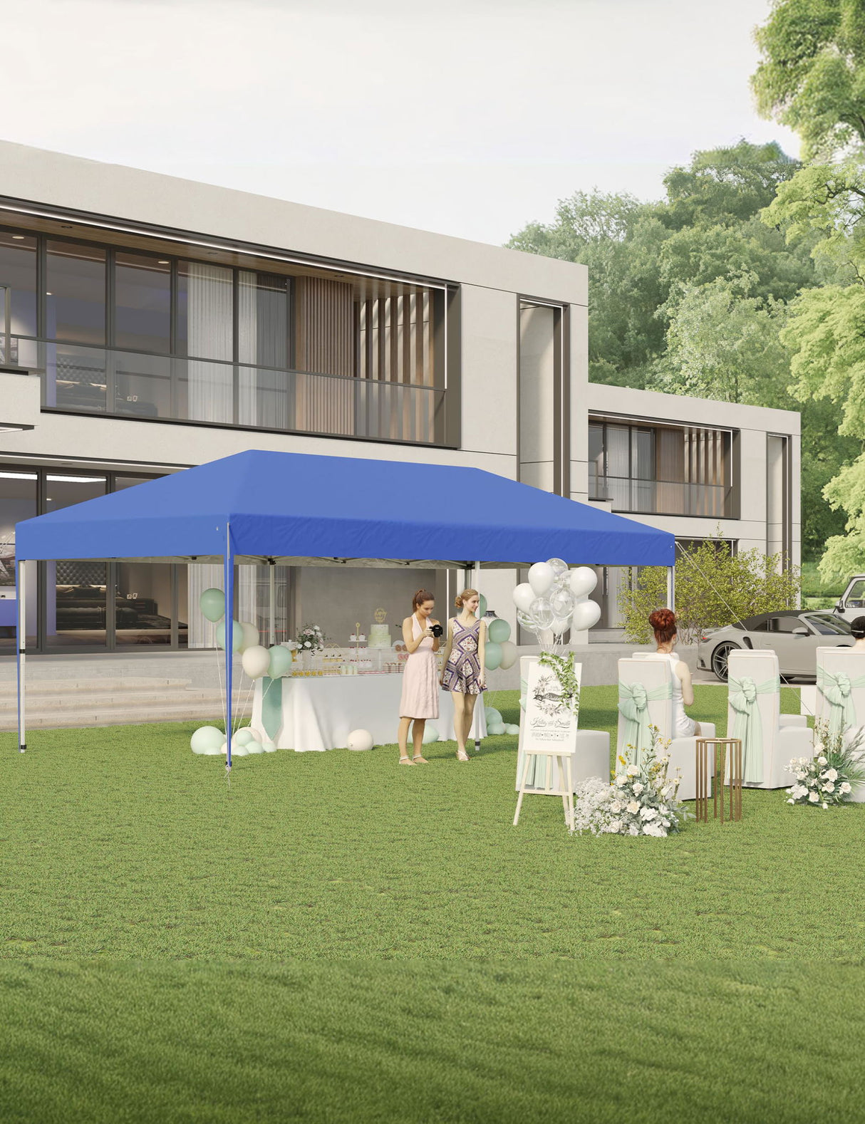 10'x 20' Pop Up Canopy Tent for Parties, Heavy Duty Commercial Canopy Tent Outdoor Vendor Party Tent Waterproof Gazebo Shelter for Patio Outdoor Party Events, Blue GAOMON