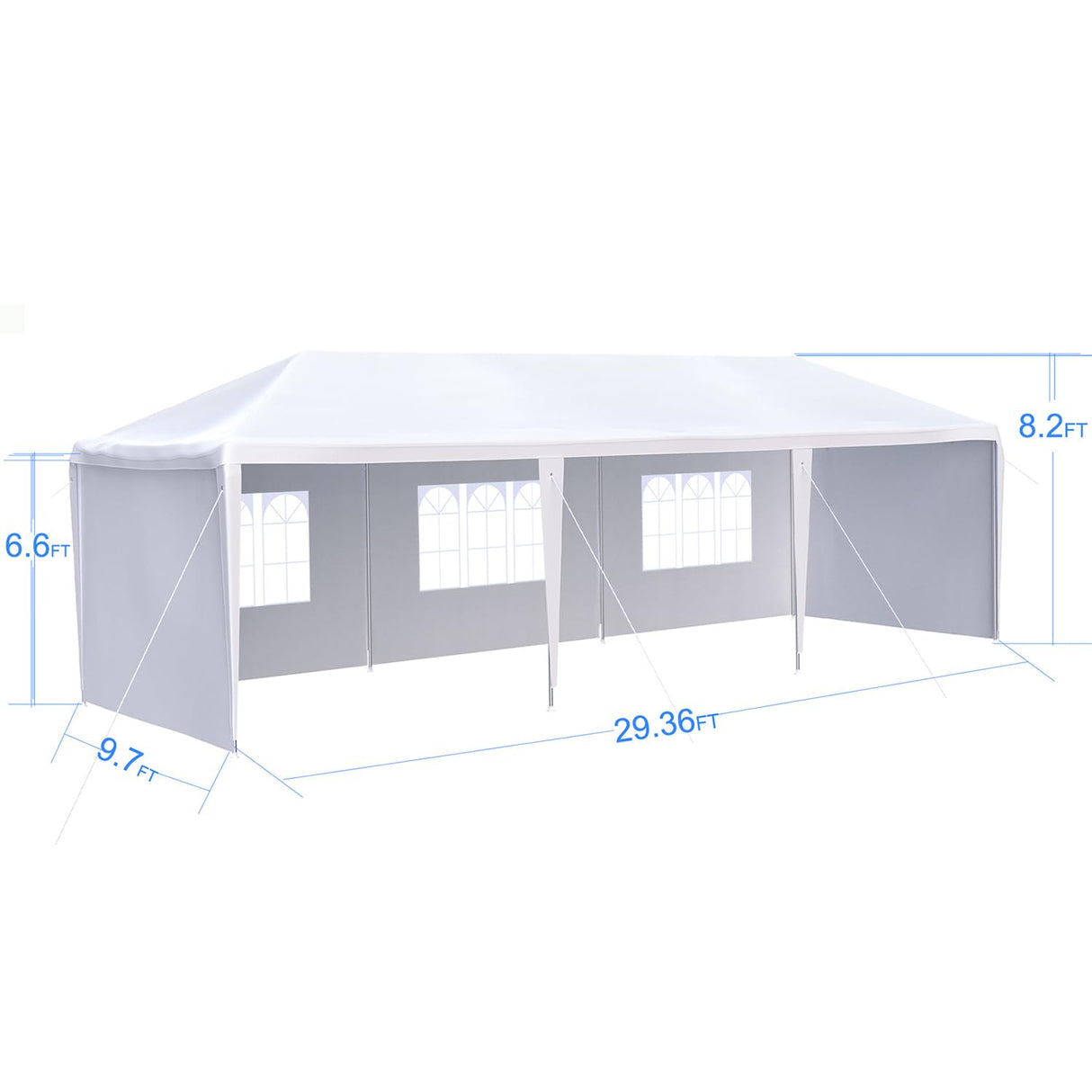 10' x 30' Outdoor Canopy Tent with 5 Removable Sidewalls, Party Tent Wedding Tents for Parties with Waterproof PE Cover, Ropes & Stakes, Backyard Tent Event Tent for Birthday, Celebration & Holidays Angel Sar