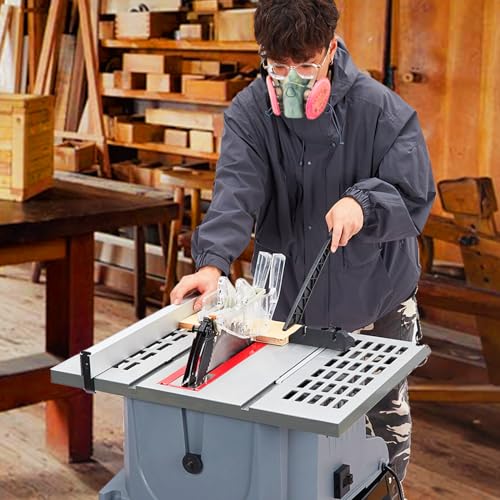 10in Table Saw, 1800W 5000RPM Portable Table Saw with Stand & Safety Switch, Push Stick, 90°Cross Cut & 0-45°Cutting, Multifunctional Table Saw for Towallmark