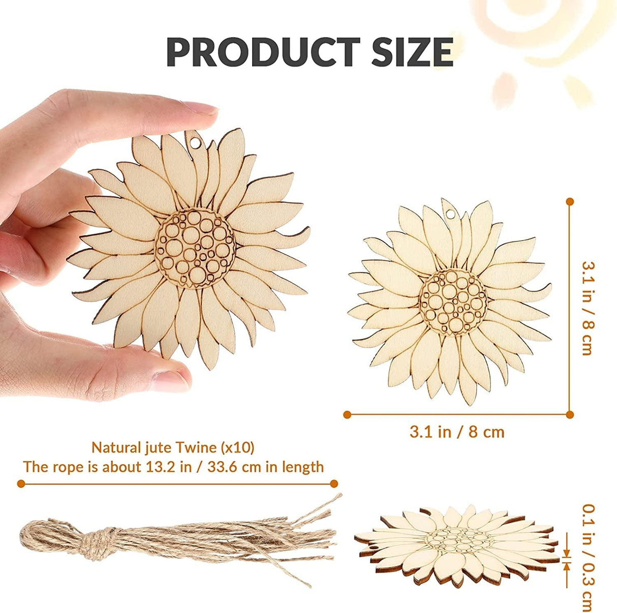 10Pcs Unfinished Wood Cutouts Sunflower Wooden Cutouts Sign Inspirational Wall Porch Art WoodArtSupply