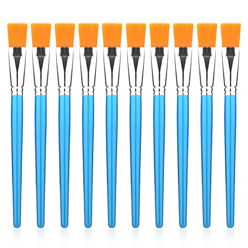 10pcs Flat Paint Brushes, 1 Inch Oil Painting Brushes Synthetic Watercolor Acrylic Paint Brush for Acrylic, Watercolor, Oil Painting, Crafts, Face SAVITA