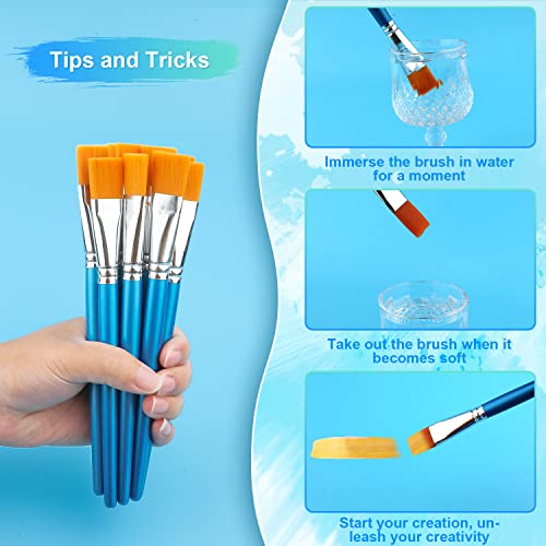 10pcs Flat Paint Brushes, 1 Inch Oil Painting Brushes Synthetic Watercolor Acrylic Paint Brush for Acrylic, Watercolor, Oil Painting, Crafts, Face SAVITA