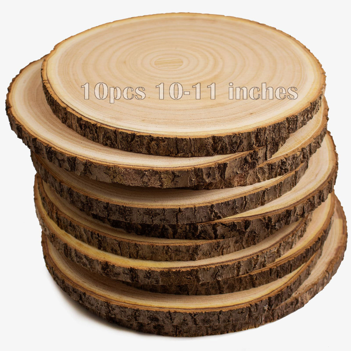 10pcs Large Wood Slices for Centerpieces 10-11 inches Wood Rounds for Tables Decor Rustic Wood Circles for DIY Crafts and Wedding Decor Round Wooden Discs Wood Slice Ornaments SENMUT