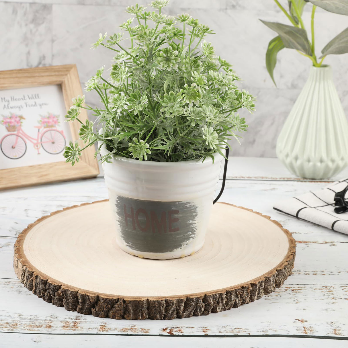 10pcs Large Wood Slices for Centerpieces 10-11 inches Wood Rounds for Tables Decor Rustic Wood Circles for DIY Crafts and Wedding Decor Round Wooden Discs Wood Slice Ornaments SENMUT