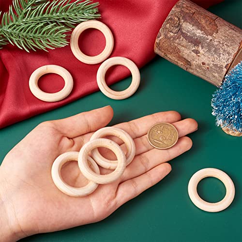 10pcs Macrame Wood Rings 40mm Natural Unfinished Wood Circles Donut Linking Rings for DIY Craft Pendant Connector Jewelry Making Home Decoration EEE ELECRELIVE