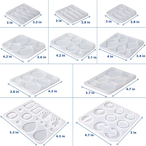 10pcs Resin Earring Mold,Silicone Resin Jewelry Molds Set for Epoxy Resin Dangle Pendant Molds for Women Girls Sanglow