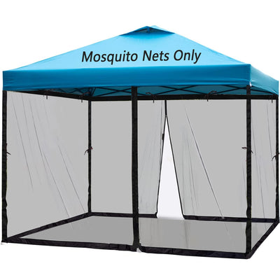 10x10 Mosquito Netting for Patio Camping Gazebo/Pop Up Canopy Tent,Double Door Side Screen Easy Installation Black(Only Mosquito Net No Frame) (Embedded 10x10)
