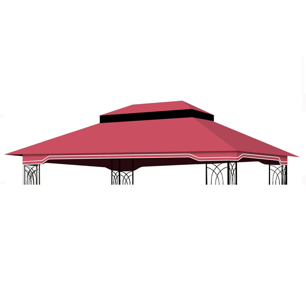 10x12 Ft Gazebo Replacement Canopy Cover, Double-Tiered Outdoor Patio Tent Roof with Drain Holes, UV-Resistant(Red) ZLECTIO