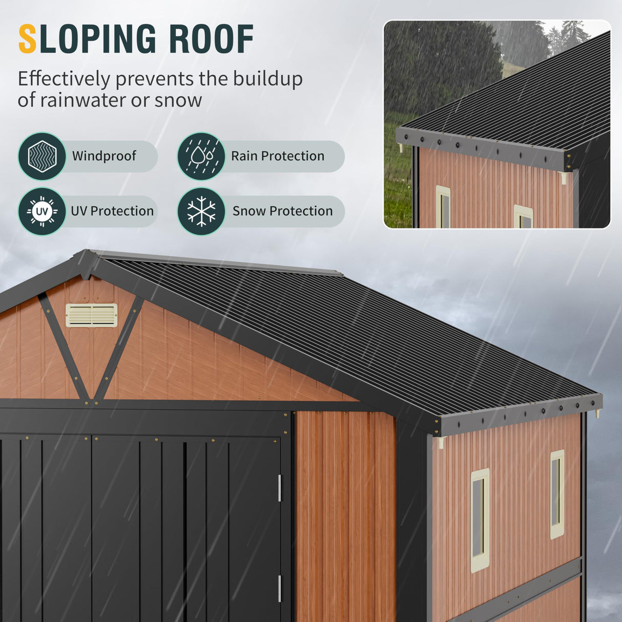 10x12 Ft Outdoor Storage Shed, Extra Large Metal Shed with Lockable Doors, 2 Windows, Outside Steel Tiny House Ideal for Garden, Backyard, Patio Utility, Tool Storage, Chicken Coops Florise