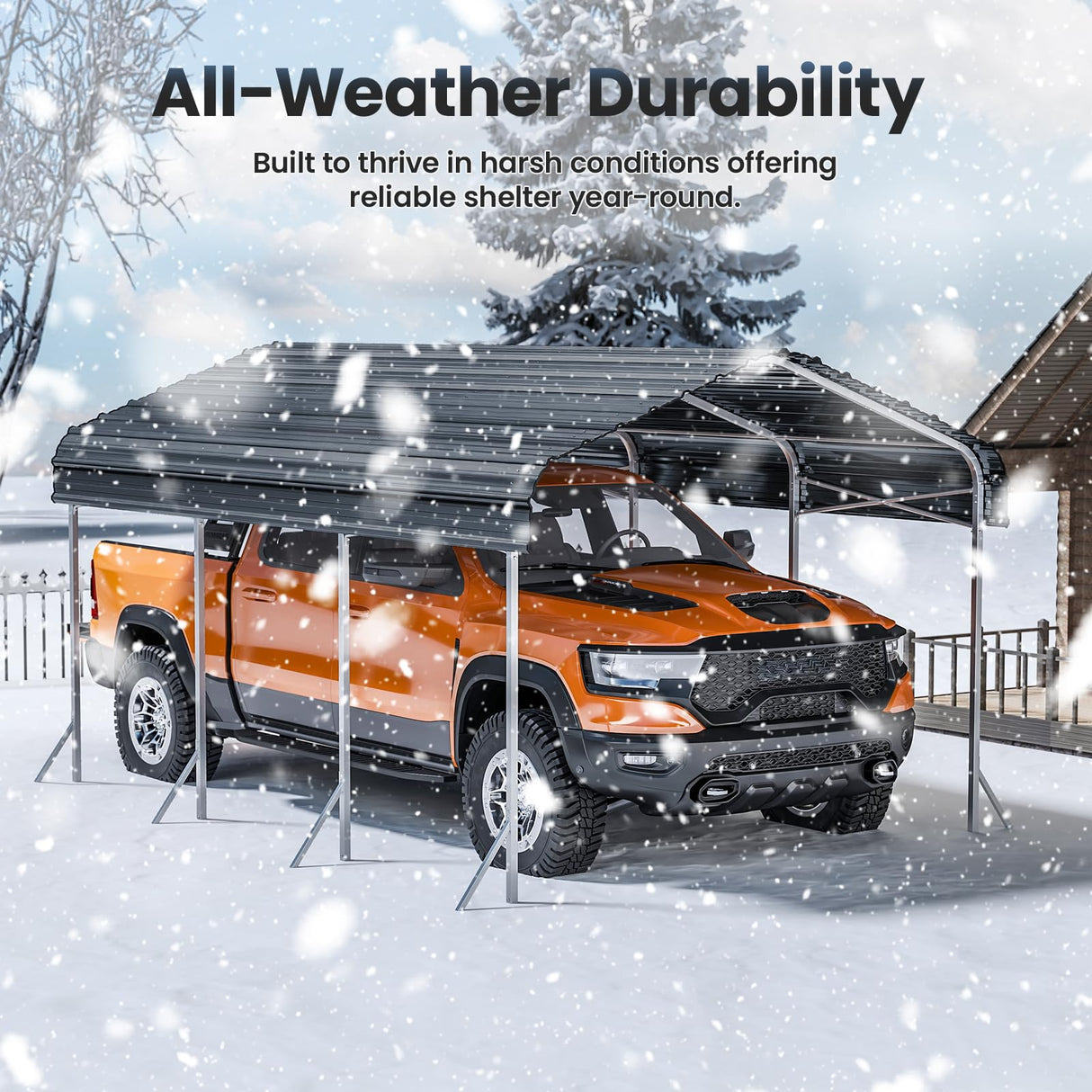 10x15 Ft Carport, Heavy Duty Metal Car Port, All-Weather Protection, Easy Assembly for Cars, Trucks, Boats, Tractors, and Outdoor Storage fuzzy-bird