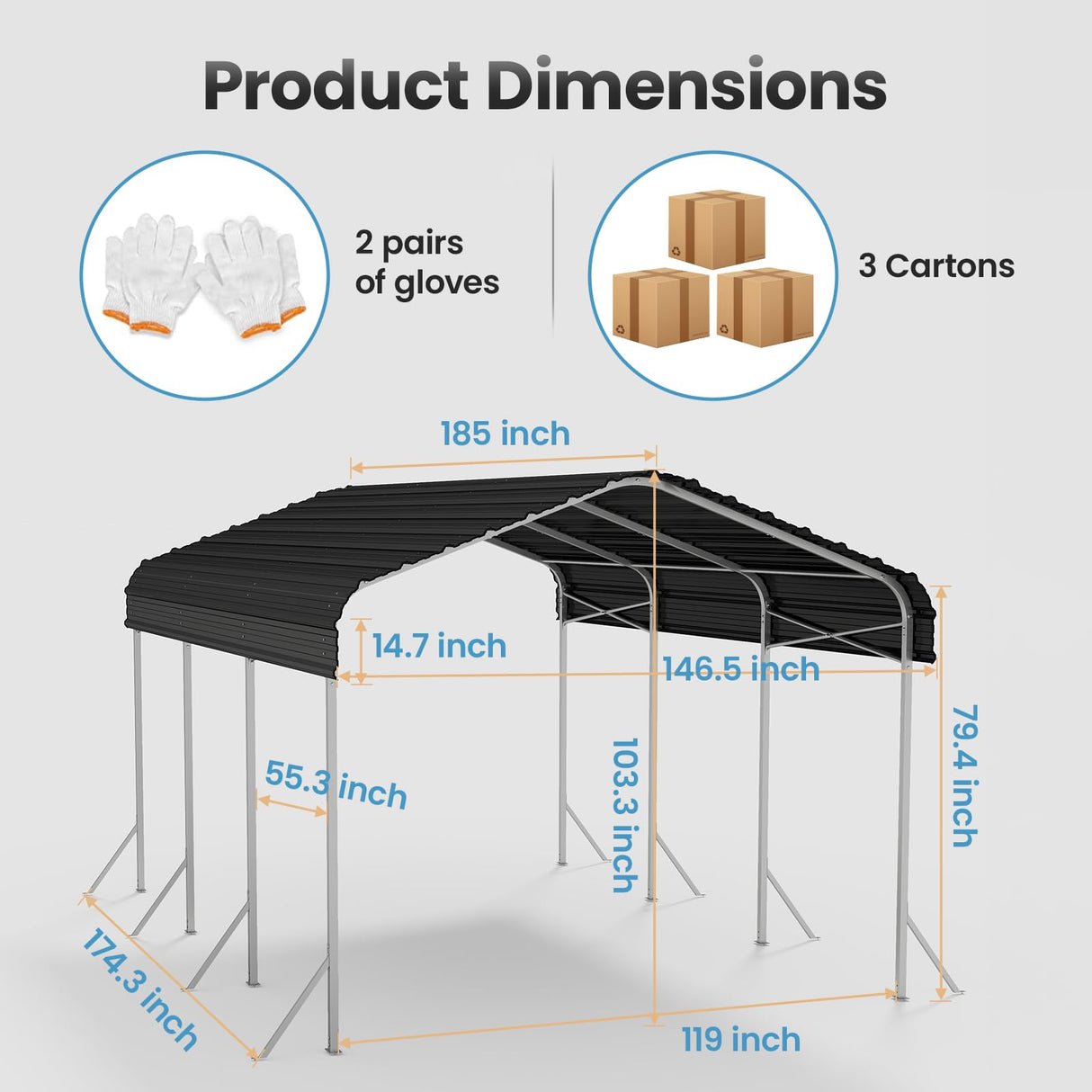 10x15 Ft Carport, Heavy Duty Metal Car Port, All-Weather Protection, Easy Assembly for Cars, Trucks, Boats, Tractors, and Outdoor Storage fuzzy-bird