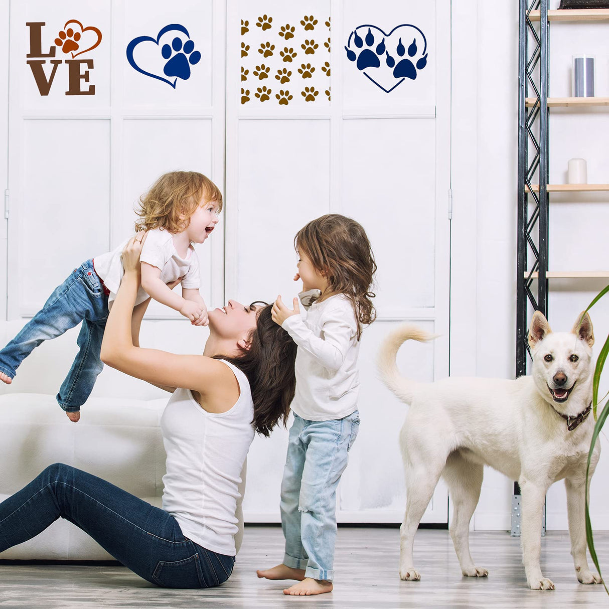 11 Pieces Dog Paw Stencils Trail of Paw Stencil Love Dog Stencils Reusable Painting Templates with Metal Open Ring for DIY Scrapbooks Painting on Wood Home Supplies Outus