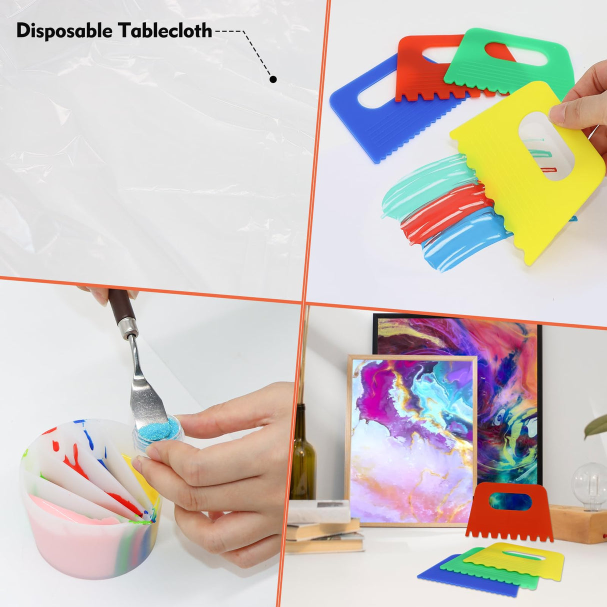 11” Rotate Turnable Sculpting Canvas Spinner Kits Acrylic Pouring Strainers Scraper Cone Painter Support Stands Gloves Foldable Wash Cup Painting Brushes Glitter Tools Pattern Train Art Supplies Angela&Alex