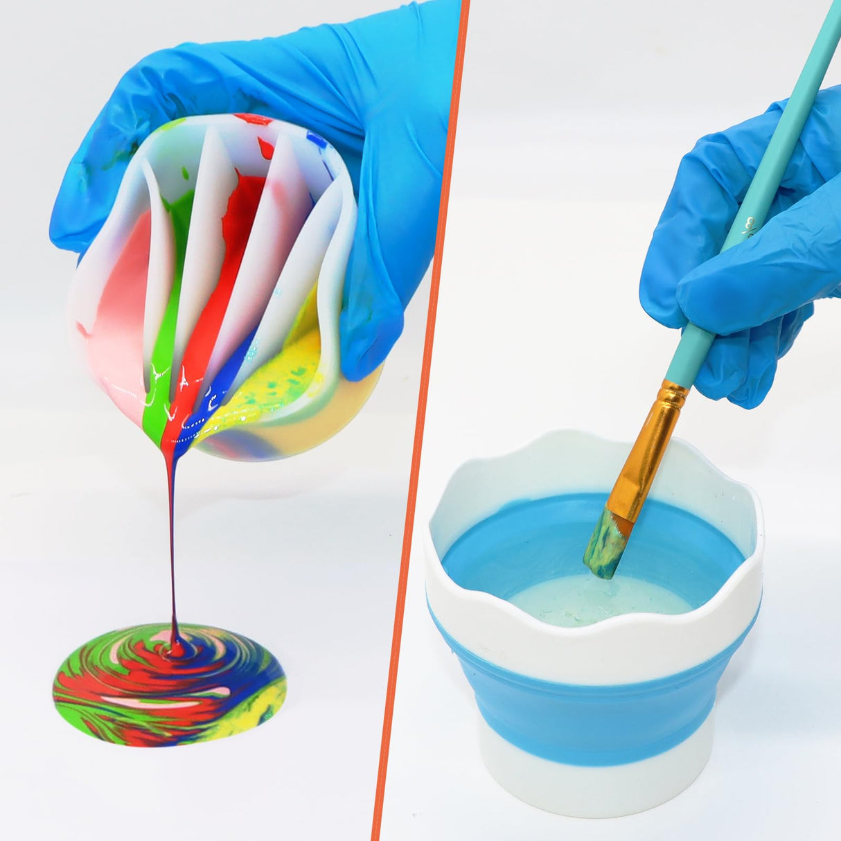 11” Rotate Turnable Sculpting Canvas Spinner Kits Acrylic Pouring Strainers Scraper Cone Painter Support Stands Gloves Foldable Wash Cup Painting Brushes Glitter Tools Pattern Train Art Supplies Angela&Alex