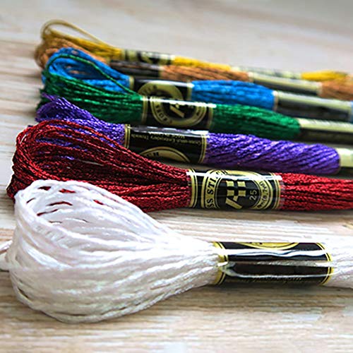 11 Skeins Embroidery Floss Cross Stitch Thread Metallic Embroidery for DIY Embroidery Thread Crafts (8 m 12 Strands) Redsea