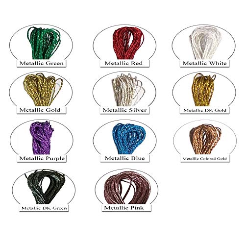 11 Skeins Embroidery Floss Cross Stitch Thread Metallic Embroidery for DIY Embroidery Thread Crafts (8 m 12 Strands) Redsea