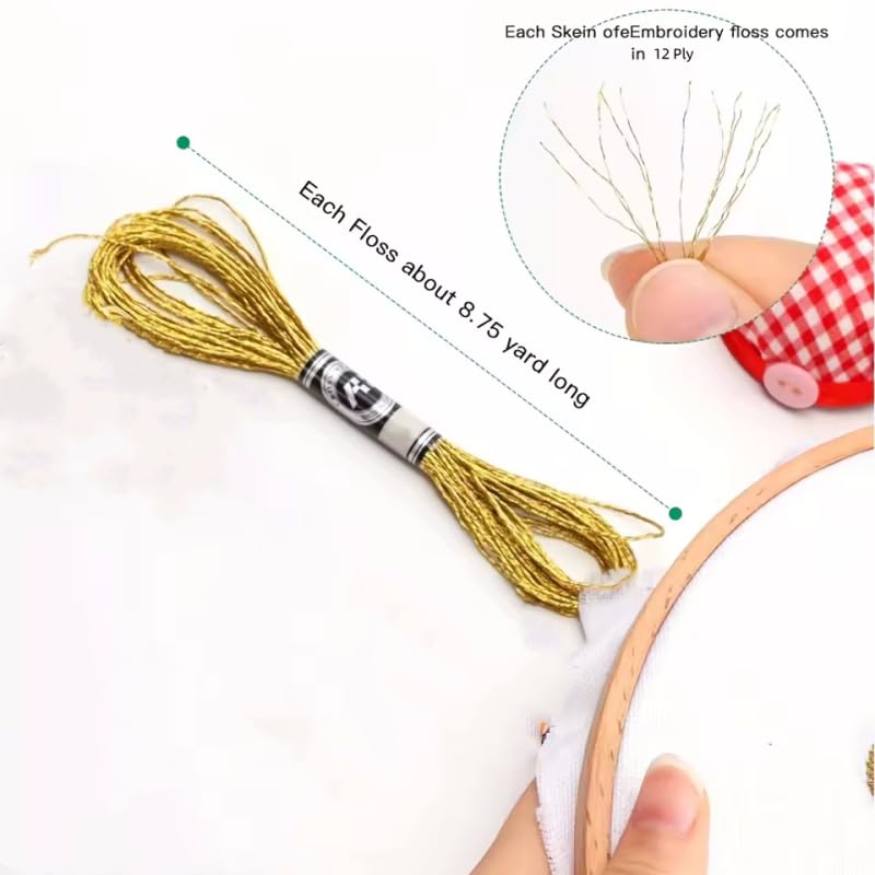 11 Skeins Embroidery Floss Cross Stitch Thread Metallic Embroidery for DIY Embroidery Thread Crafts (8 m 12 Strands) Redsea