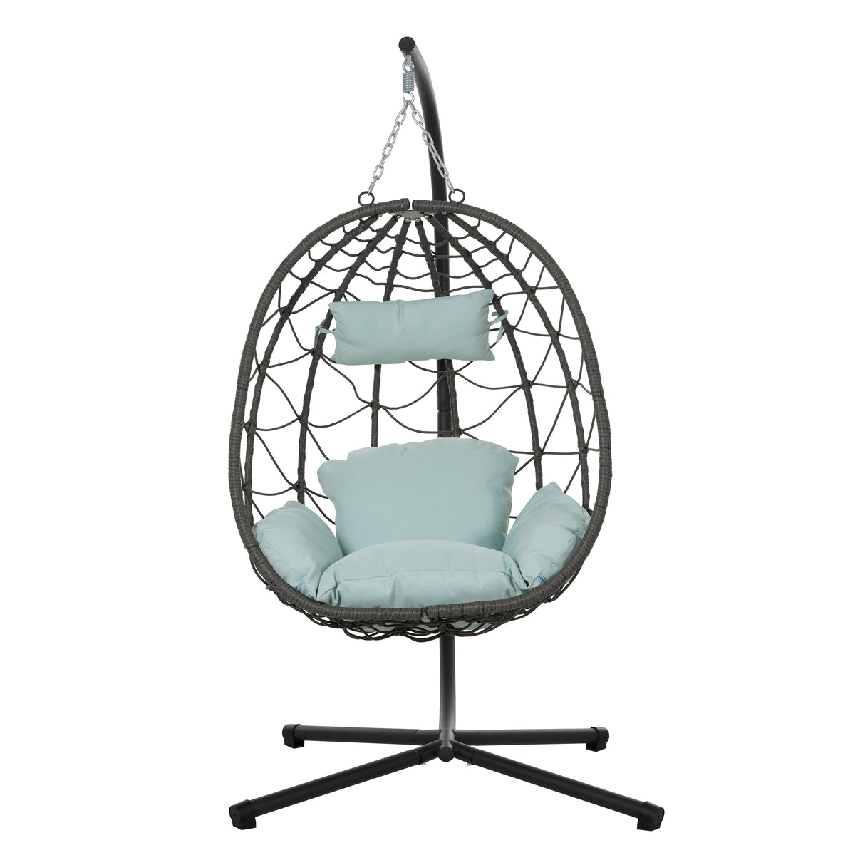Egg Chair with Stand Indoor Outdoor Swing Chair Patio Wicker Hanging Egg Chair