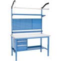 Global Industrial 60"W x 30"D Workbench, 1-1/4" Thick ESD Laminate Square Edge Complete Bench, Blue Global Industrial