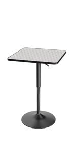 Athena Collection Square Bar Table, Adjustable Height High Top Bistro Table with MDF Desktop, 23.5'' Cocktail Table for Bar/Pub/Bistro (Silver Flash) Athena Collection