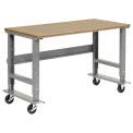 Global Industrial Mobile Adjustable Height Workbench, Shop Square Edge, 60" W x 36" D, Gray Global Industrial